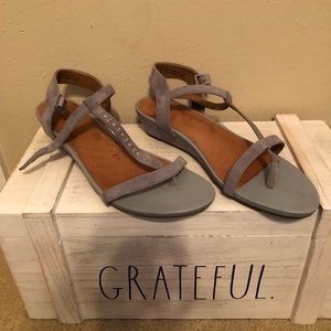 Grey suede Clark’s sandals